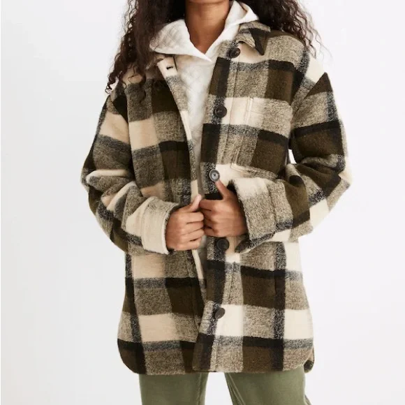 Madewell Belrose Shirt-Jacket in Maran Plaid - Picture 1 of 6